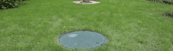 rainwater harvesting tank in lawn
